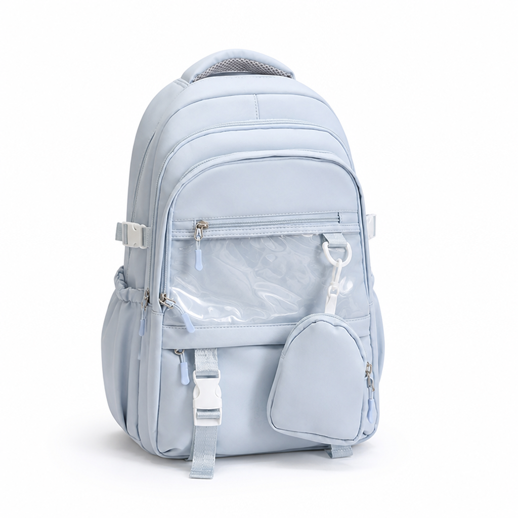 Transparent Front Panel & Padded Shoulder Straps School Backpack