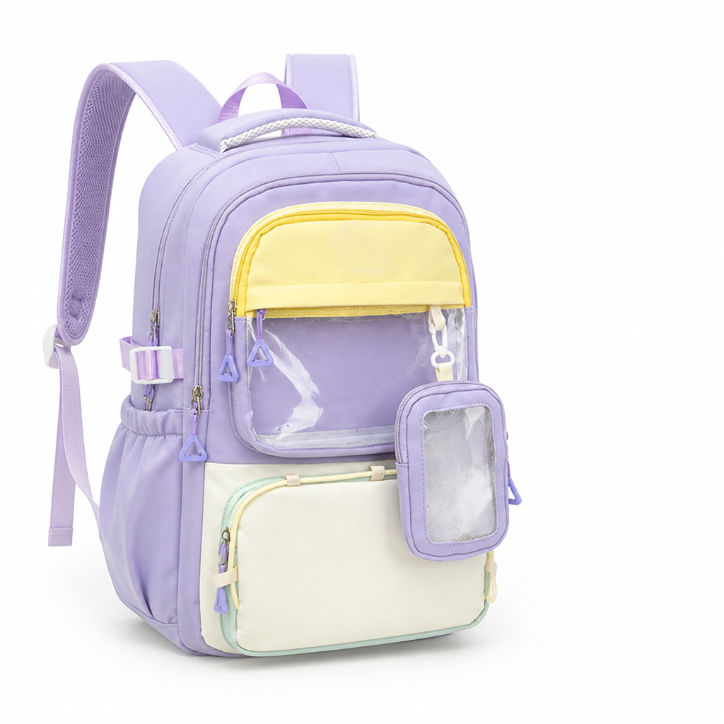 Transparent Front Pocket Kids Backpack (Padded Straps)