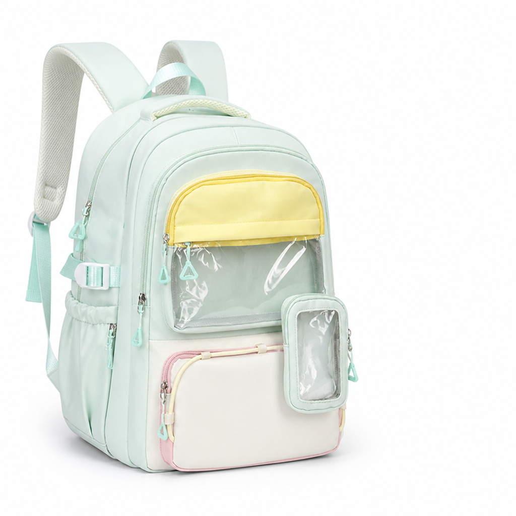 Transparent Front Pocket Kids Backpack (Padded Straps)