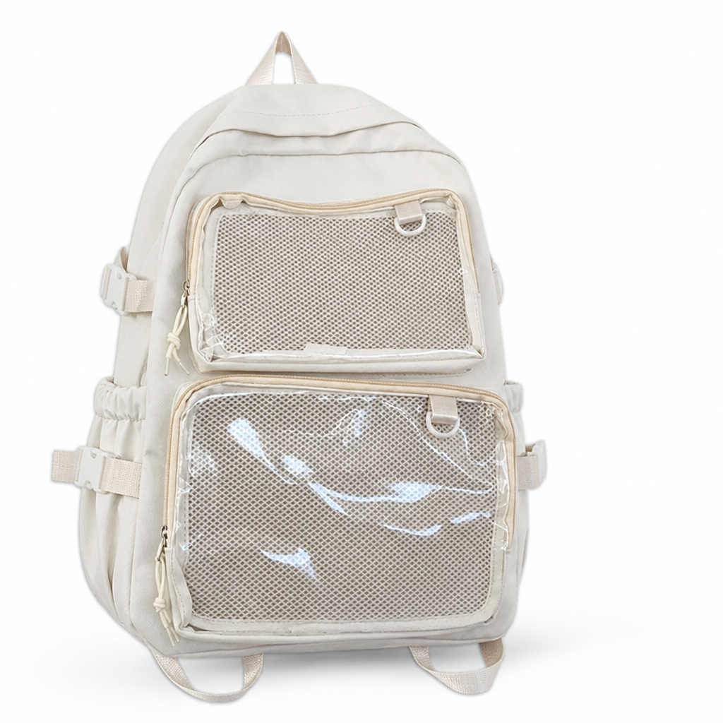 Transparent Mesh Multi-Compartment School Backpack