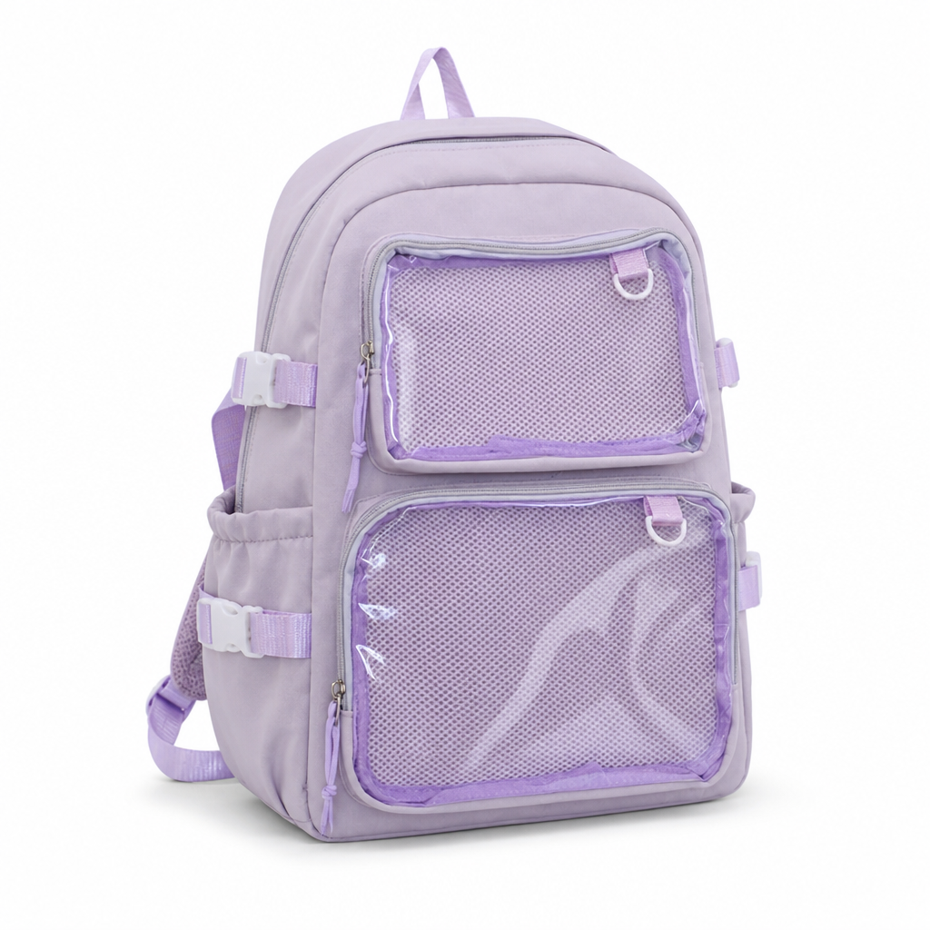 Transparent Mesh Multi-Compartment School Backpack