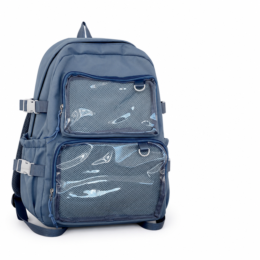 Transparent Mesh Multi-Compartment School Backpack