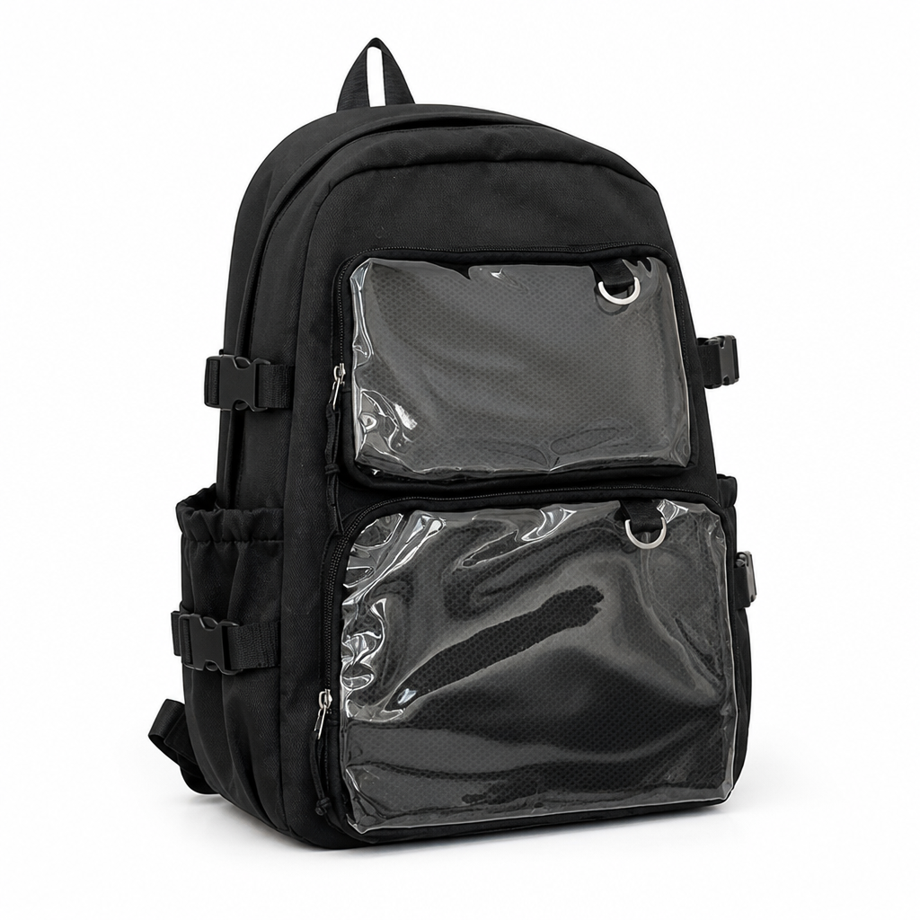 Transparent Mesh Multi-Compartment School Backpack