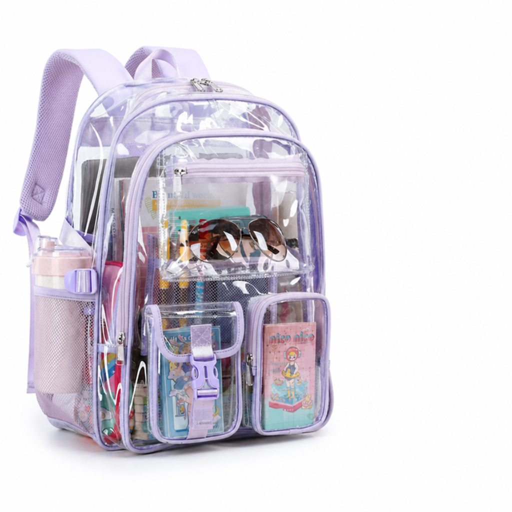 Transparent Multi-Pocket School Backpack