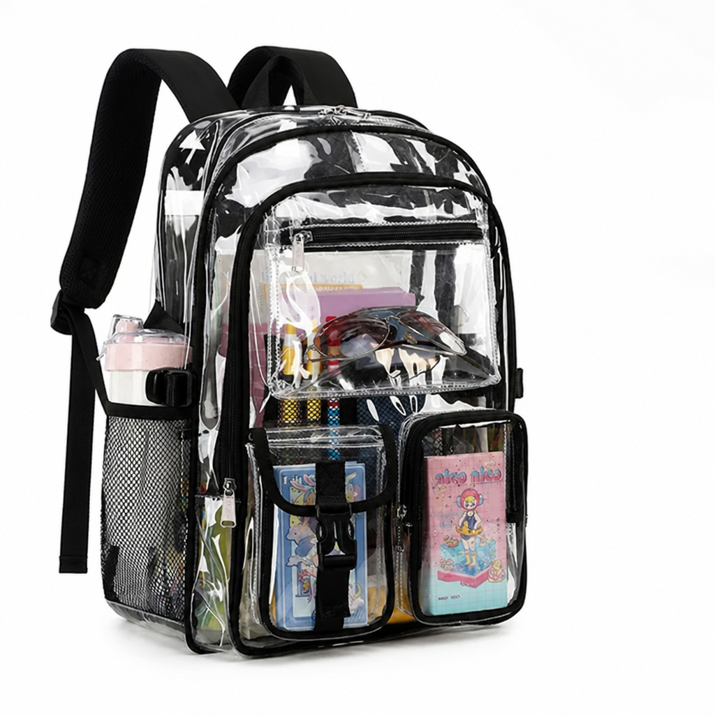 Transparent Multi-Pocket School Backpack