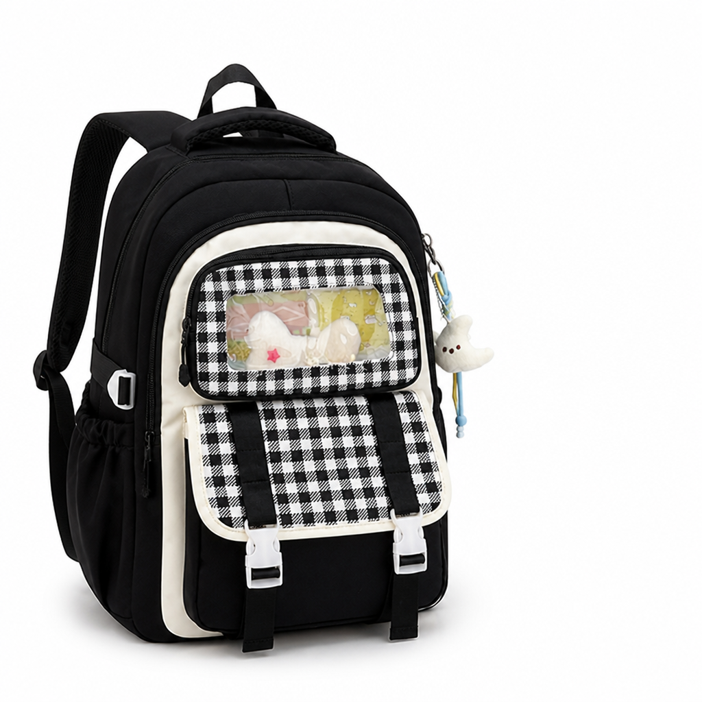 Transparent Panel Multi-Compartment Kids School Backpack