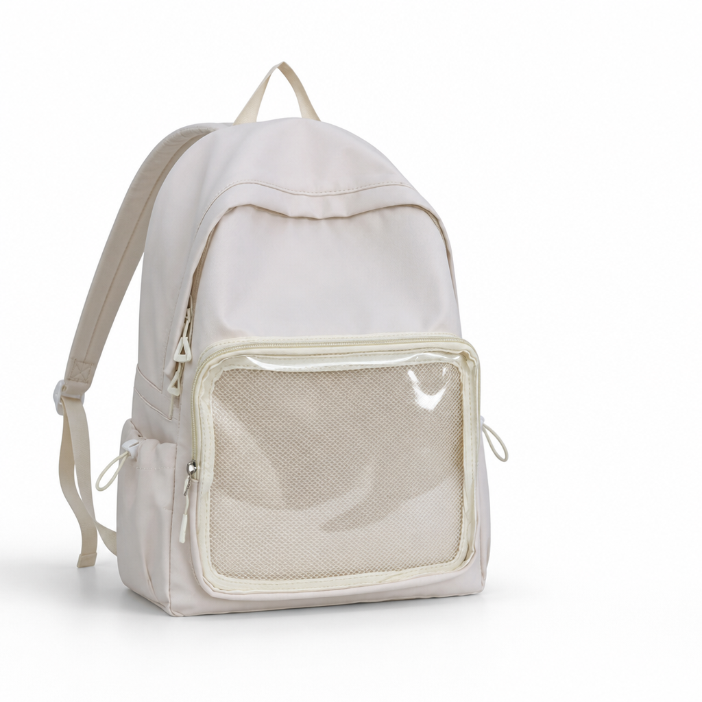 Transparent Panel Water-Resistant School Backpack (Padded Straps & Laptop Pocket)
