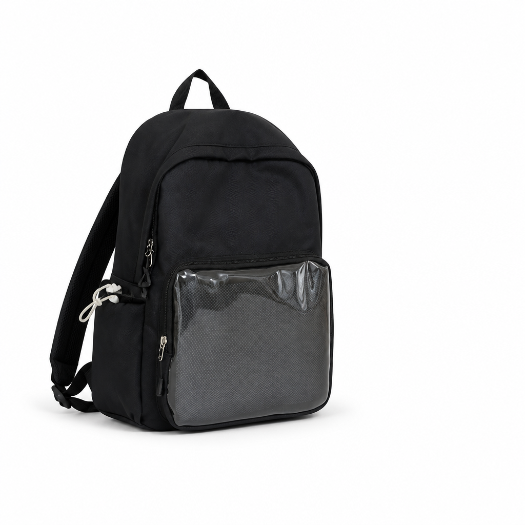 Transparent Panel Water-Resistant School Backpack (Padded Straps & Laptop Pocket)