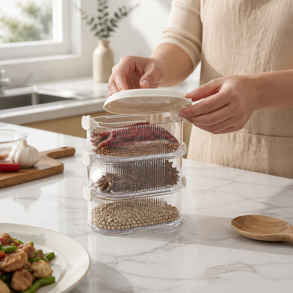 Transparent Stackable Food-Safe Spice Containers