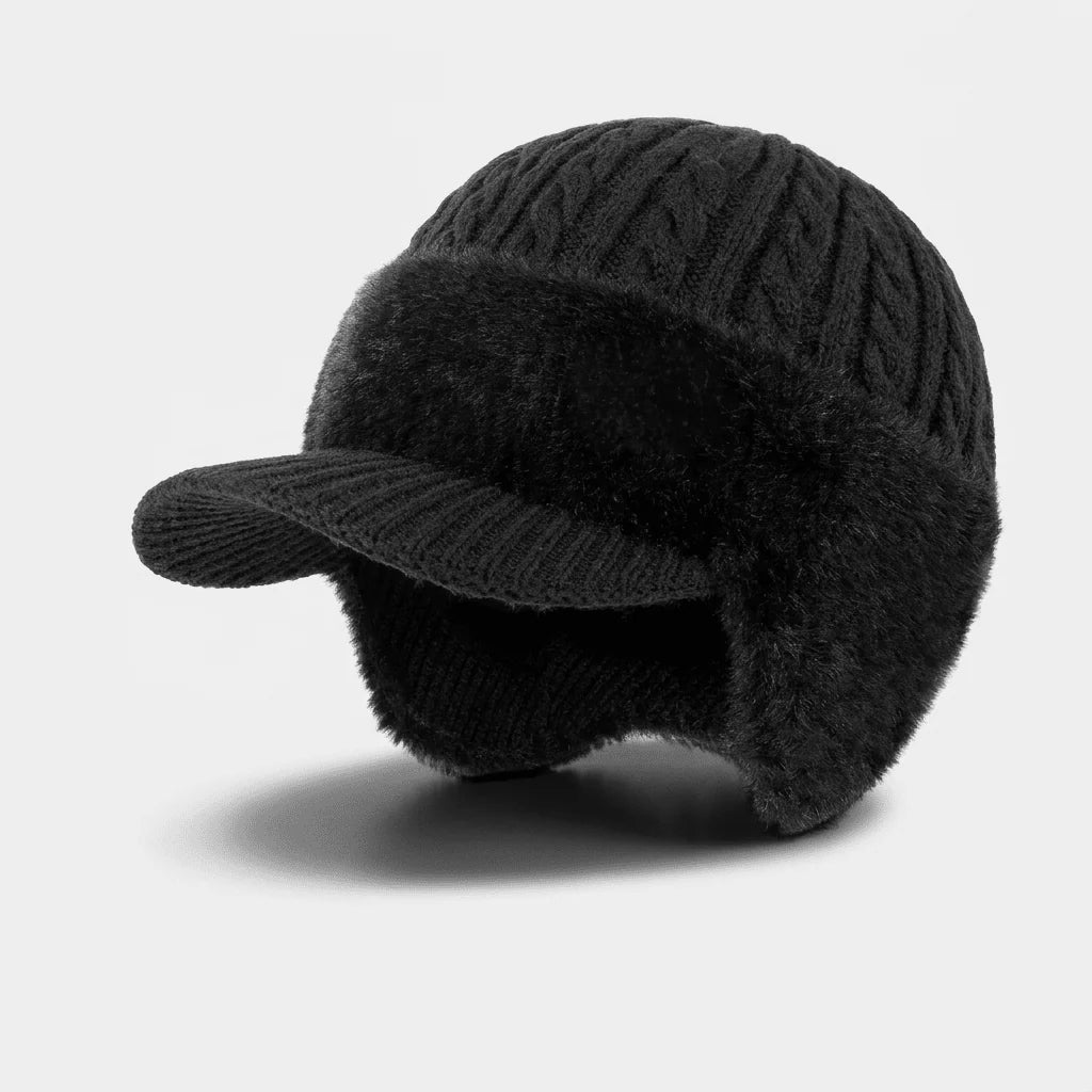Trapper Hat Double-Layer Knit Fleece Lined Ear Flaps