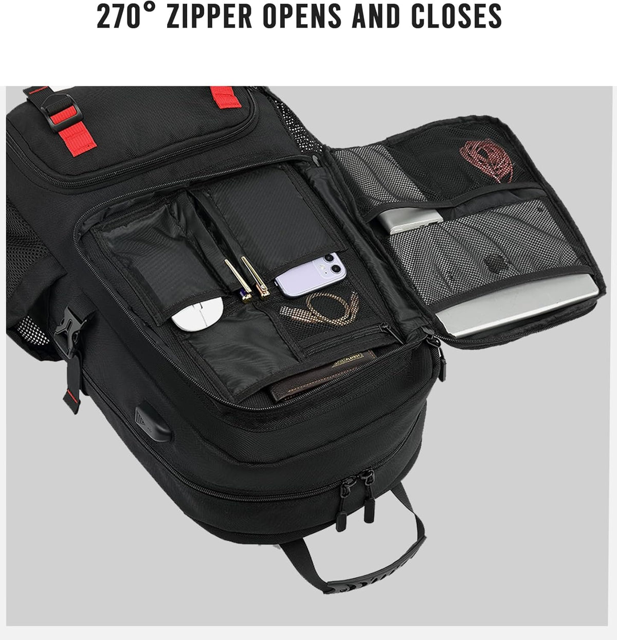 Travel Backpack Expandable 60L Padded Laptop & Built-In USB
