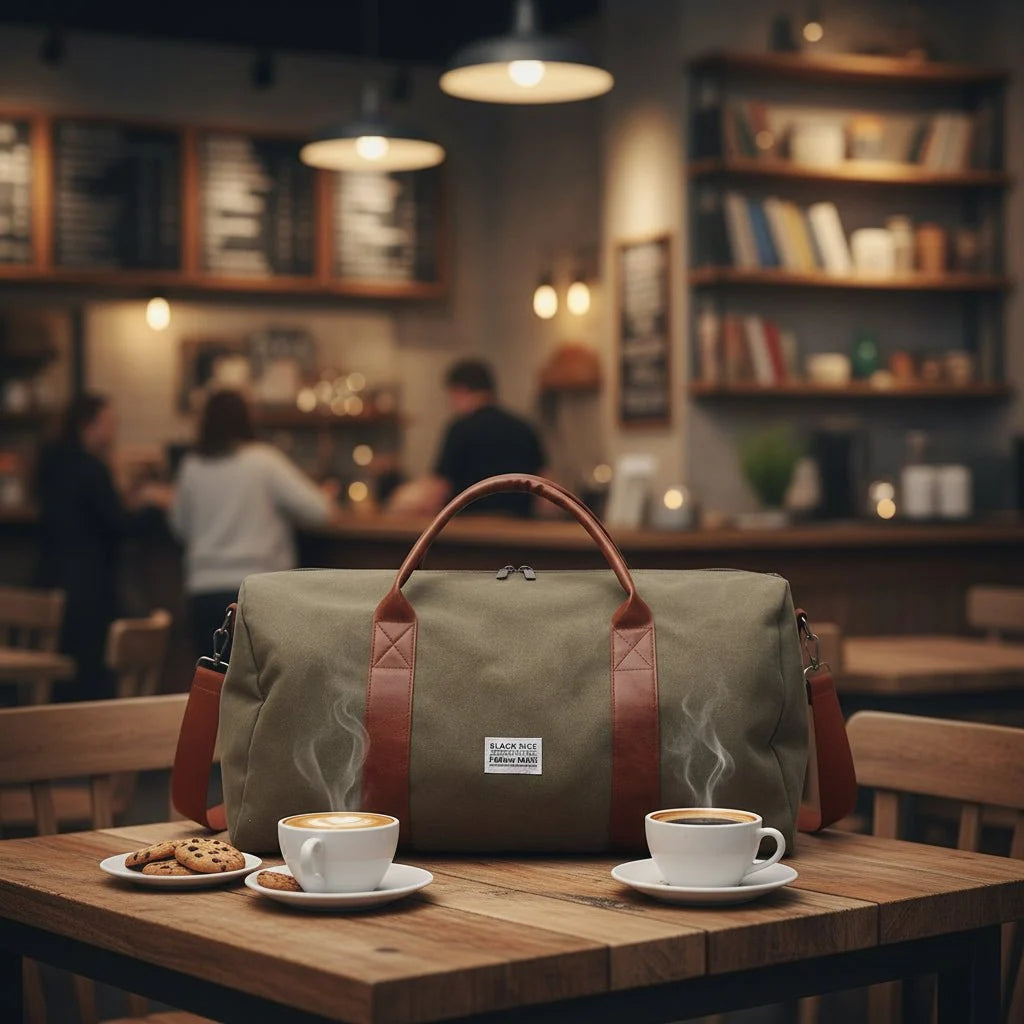 Travel Bag Washed Canvas Multiple Pockets Adjustable Shoulder Strap