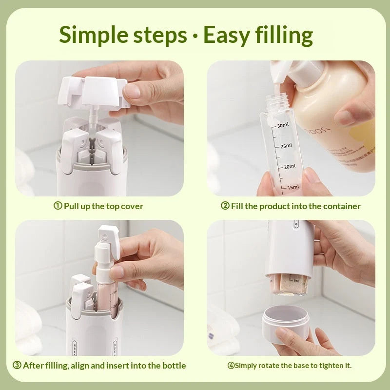 Travel Dispenser 4-in-1 Leak-Proof Twist-to-Switch