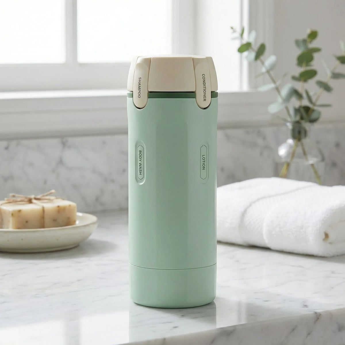 Travel Dispenser 4-in-1 Leak-Proof Twist-to-Switch
