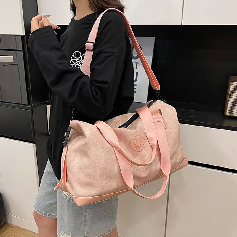 Travel Duffel Bag Durable Canvas Adjustable Shoulder Strap Multiple Pockets