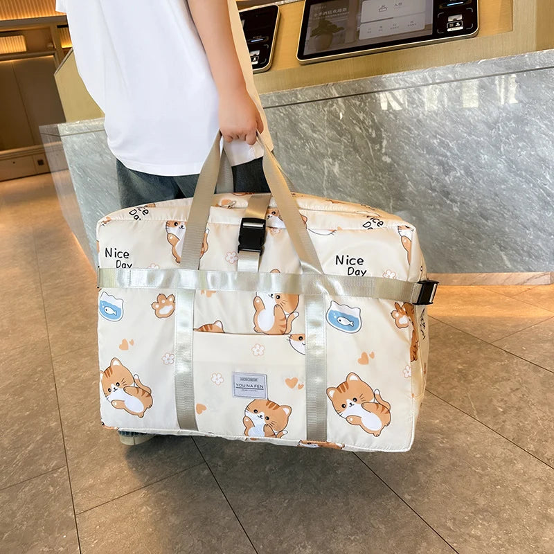 Travel Duffel Bag Water-Resistant Fabric & Exterior Pockets
