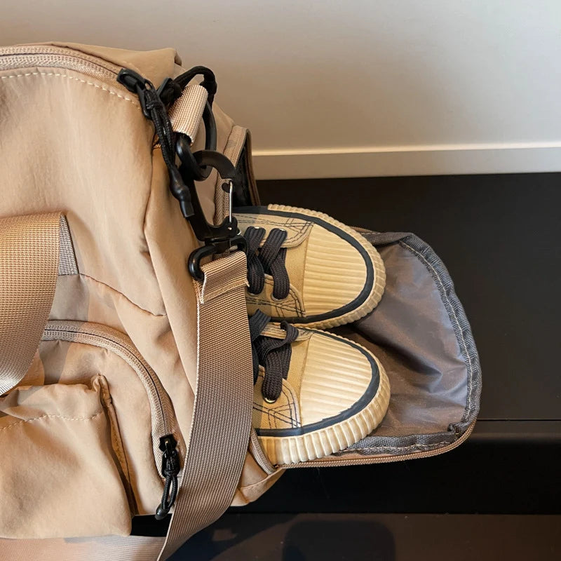 Travel Duffel Bag Water-Resistant Multiple Compartments Detachable Strap