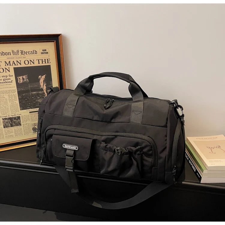 Travel Duffel Bag Water-Resistant Multiple Compartments Detachable Strap