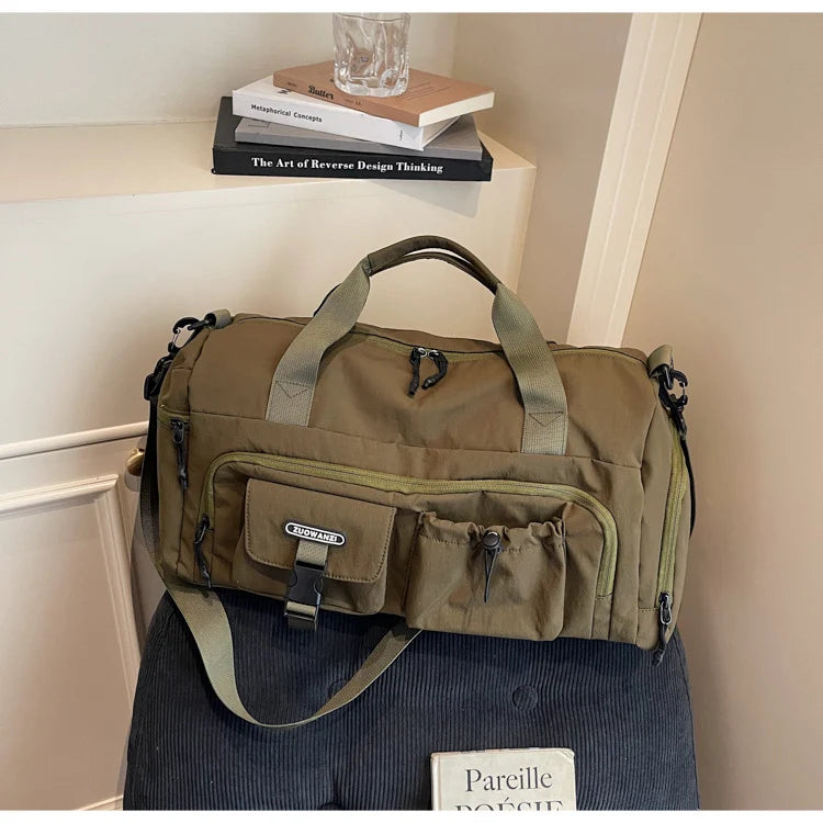 Travel Duffel Bag Water-Resistant Multiple Compartments Detachable Strap