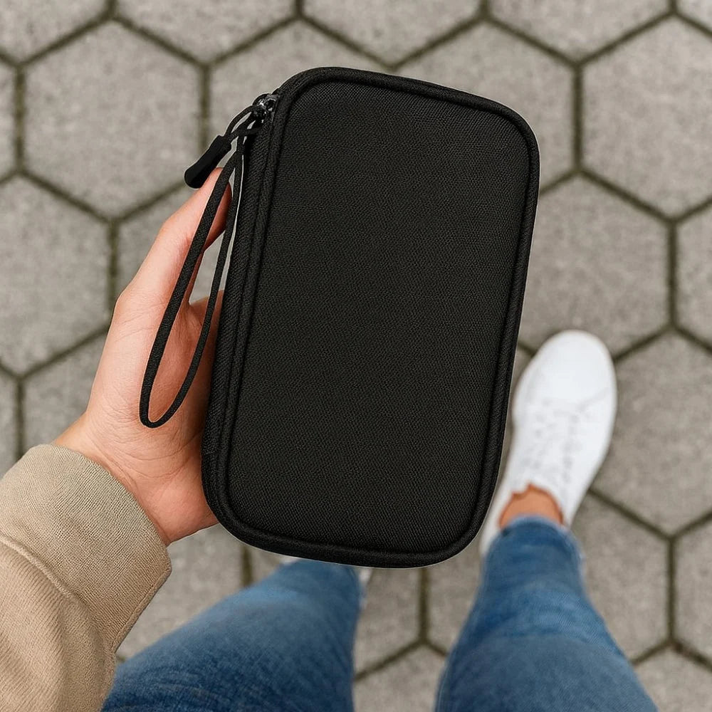 Travel Electronics Organizer Padded Shell & Elastic Loops