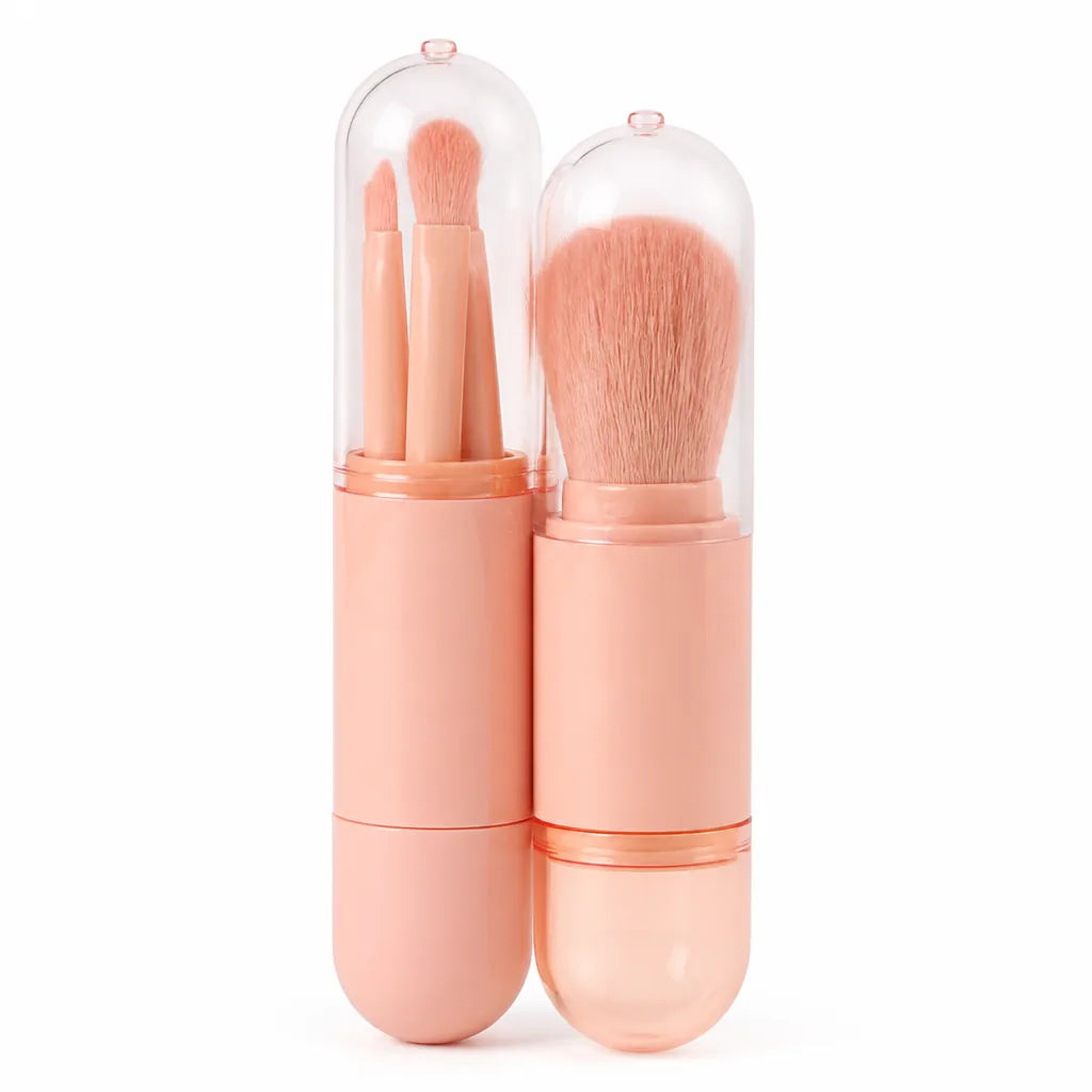 Travel Makeup Brush 4-in-1 Retractable Handle Soft Bristles