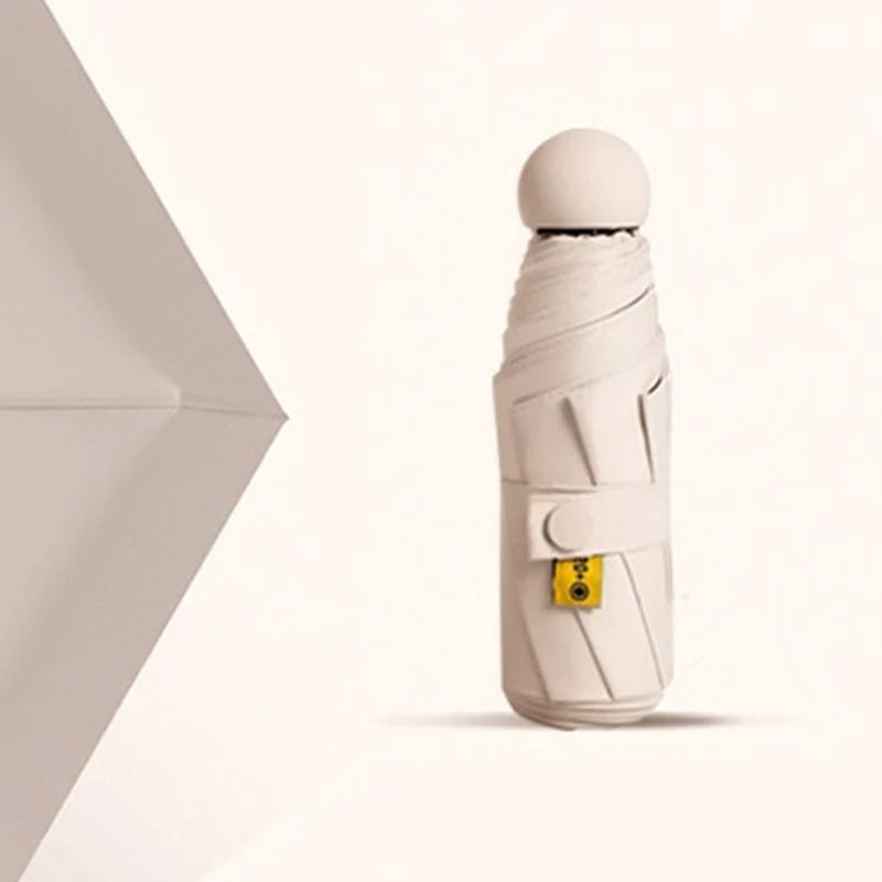 Travel Umbrella Compact Capsule UPF 50+ Wind-Resistant Canopy