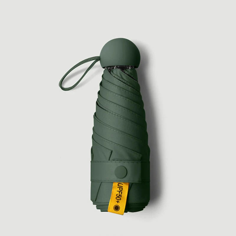 Travel Umbrella Compact Capsule UPF 50+ Wind-Resistant Canopy