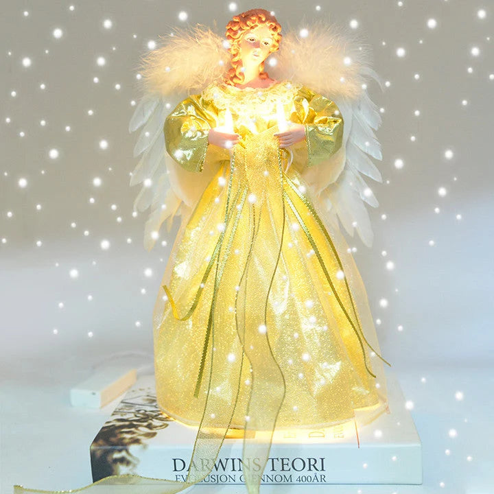 Tree Topper Angel Animated Fiber Optic Warm White Star