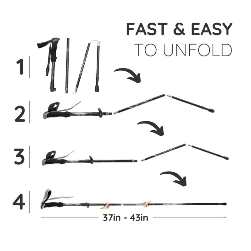 Trekking Stick Quick-Fold Alloy Steel Textured Grip