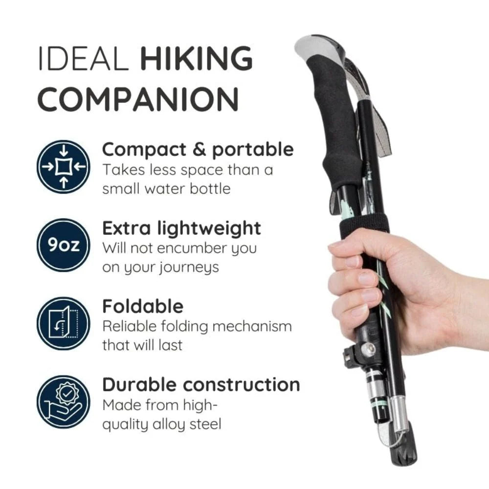 Trekking Stick Quick-Fold Alloy Steel Textured Grip