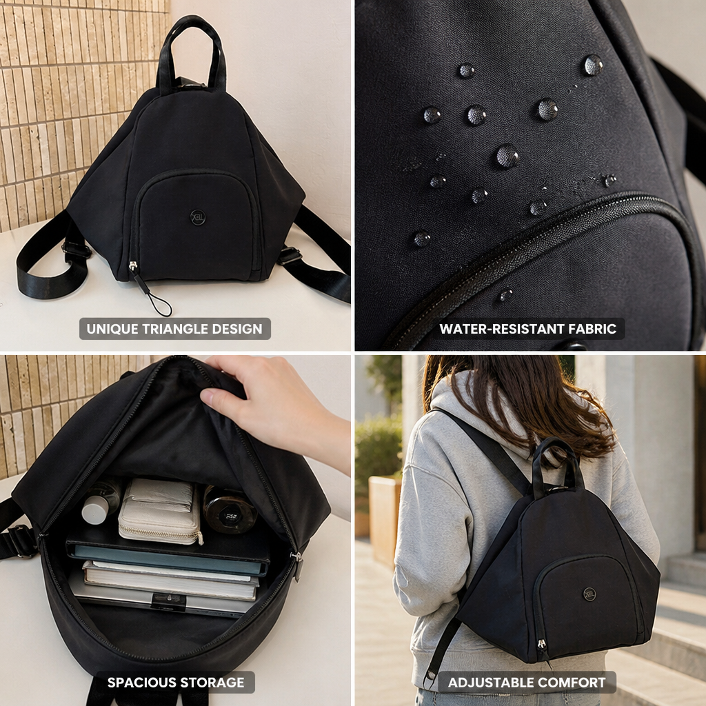 Triangle-Shaped Water-Resistant School Backpack
