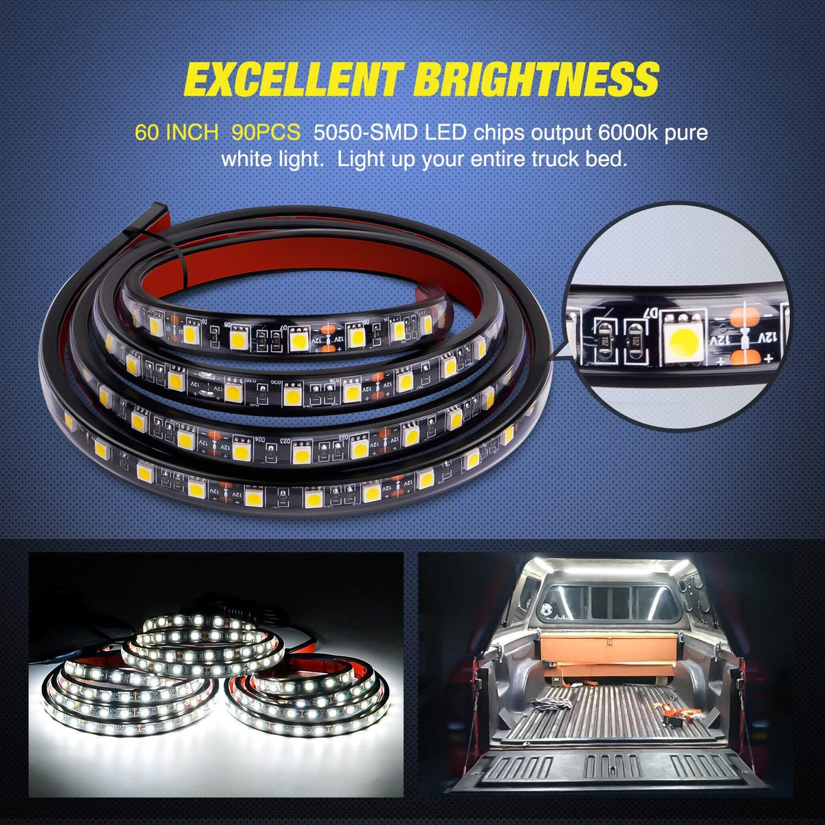 Truck Bed LED Strip Sealed Peel-And-Stick 60 Inch