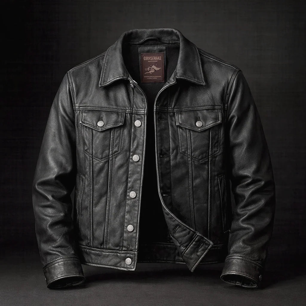 Trucker Jacket Vintage-Inspired Four Pockets Snap-Button Closure