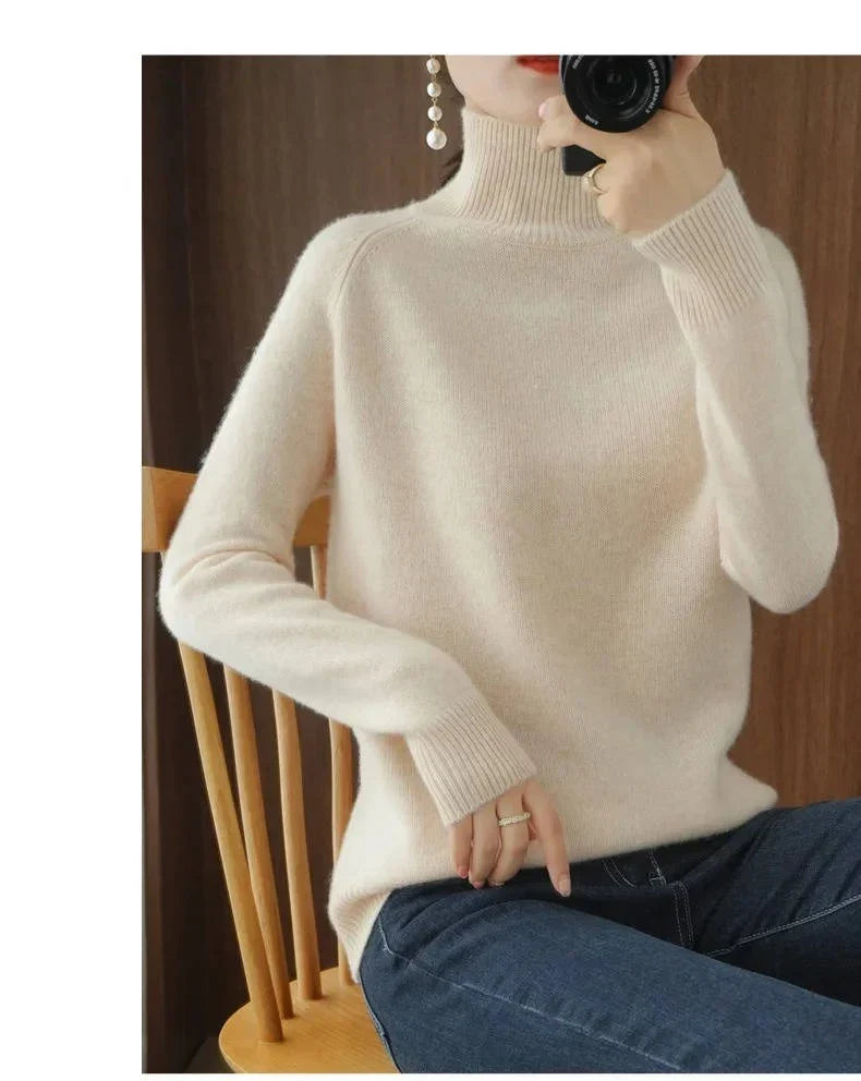Turtleneck Sweater Cashmere Relaxed Cropped Fit