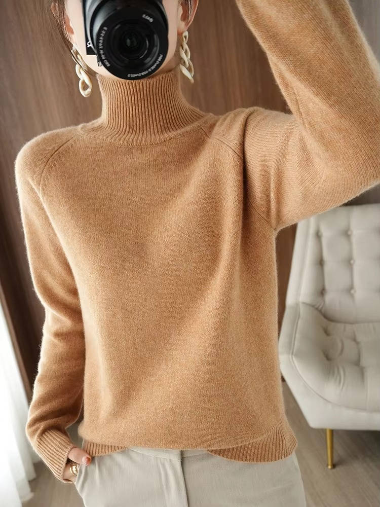 Turtleneck Sweater Cashmere Relaxed Cropped Fit