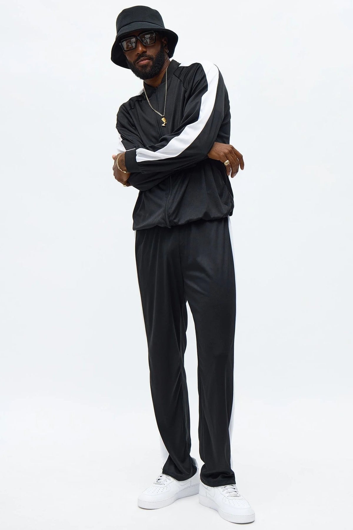 Two-Piece Hip Hop Costume Black & White Breathable Lightweight