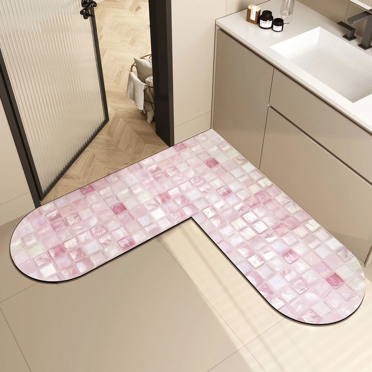 U-Shaped Bath Mat Memory Foam Non-Slip Machine Washable