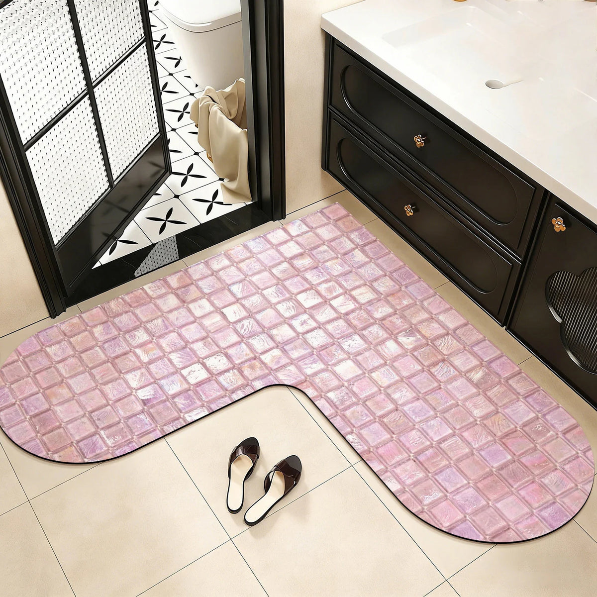 U-Shaped Bath Mat Memory Foam Non-Slip Machine Washable