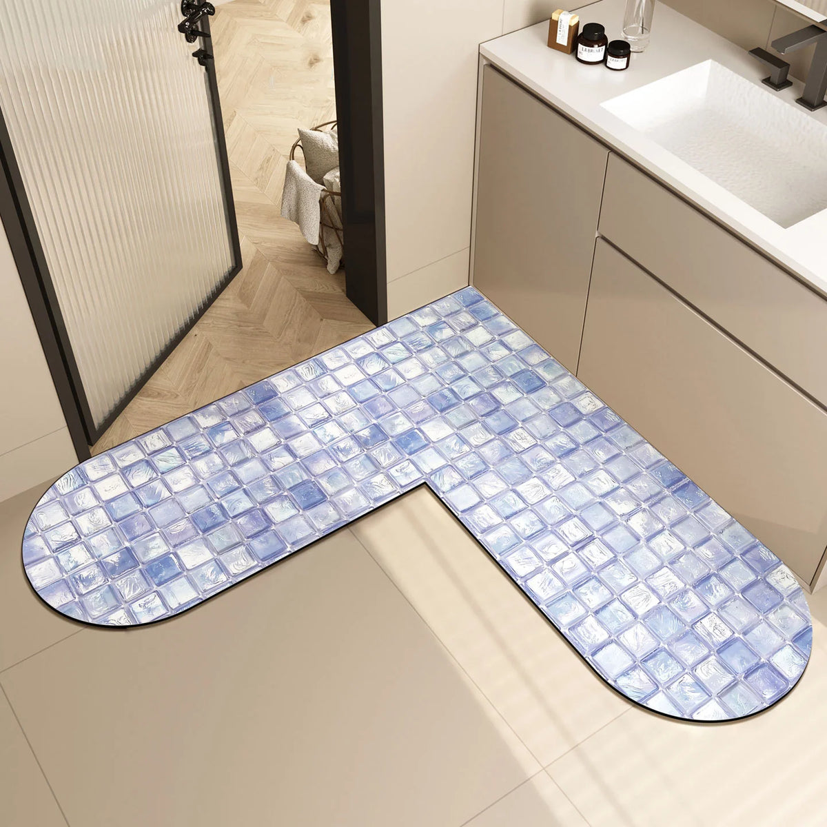 U-Shaped Bath Mat Memory Foam Non-Slip Machine Washable