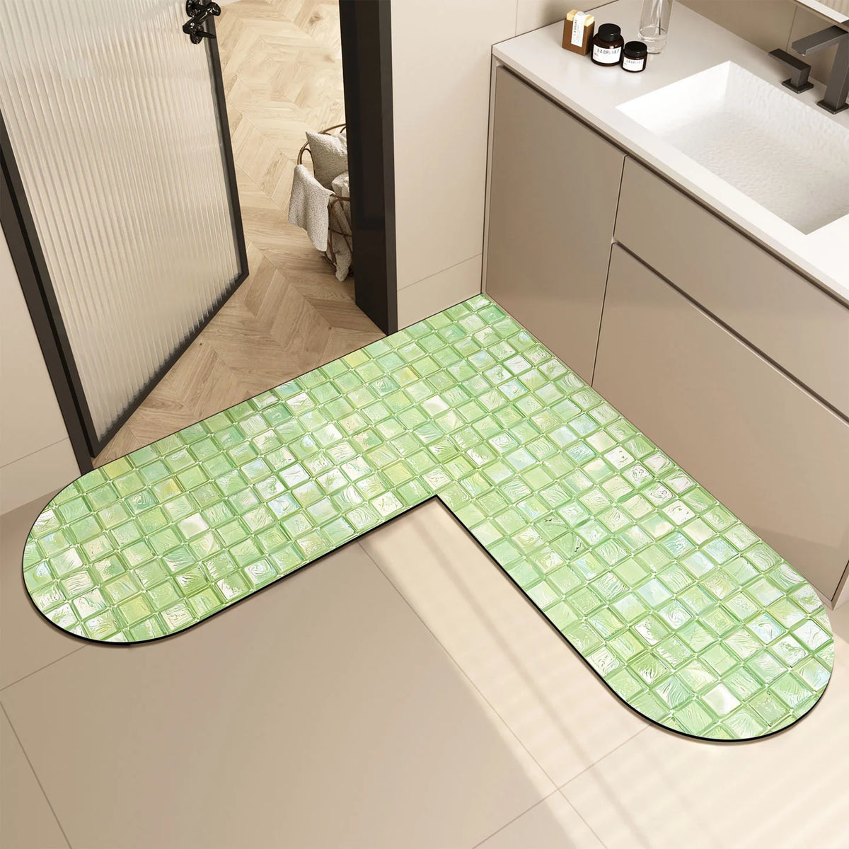 U-Shaped Bath Mat Memory Foam Non-Slip Machine Washable