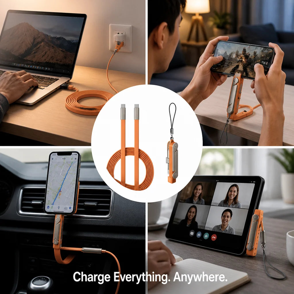 USB-C Charging Cable 240W Fast Charging Rotating Phone Stand