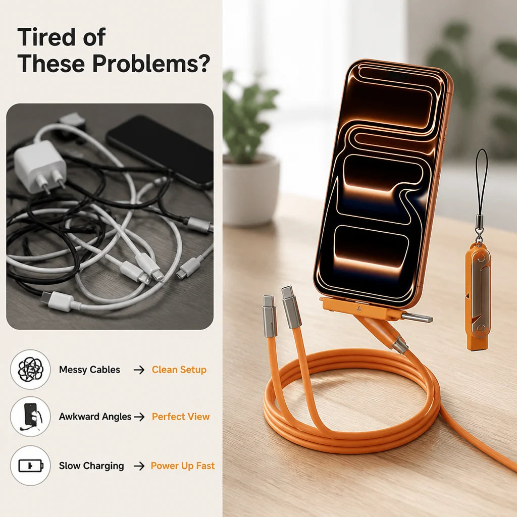 USB-C Charging Cable 240W Fast Charging Rotating Phone Stand