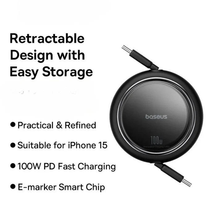 USB-C Charging Cable Retractable Fast Charging 6A