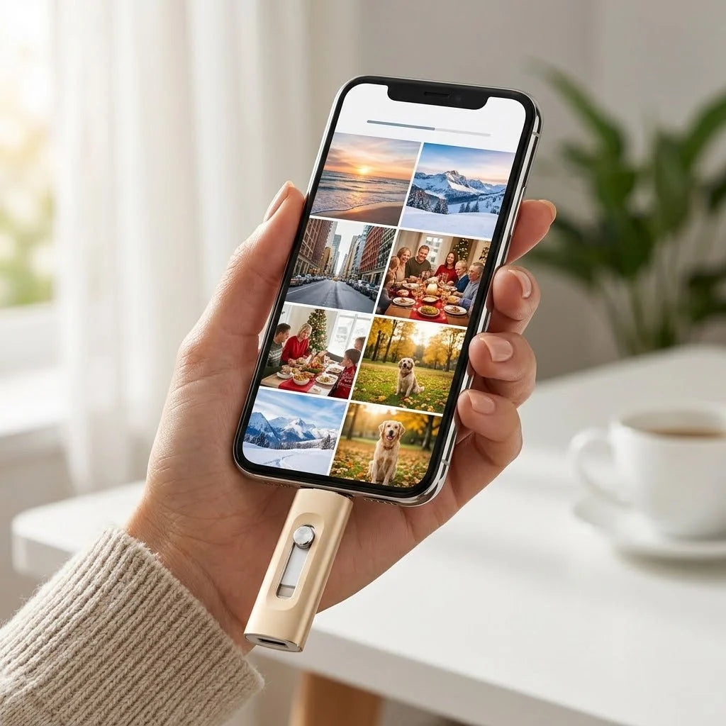 USB Flash Drive 3-in-1 Lightning USB-C & USB-A Connectors