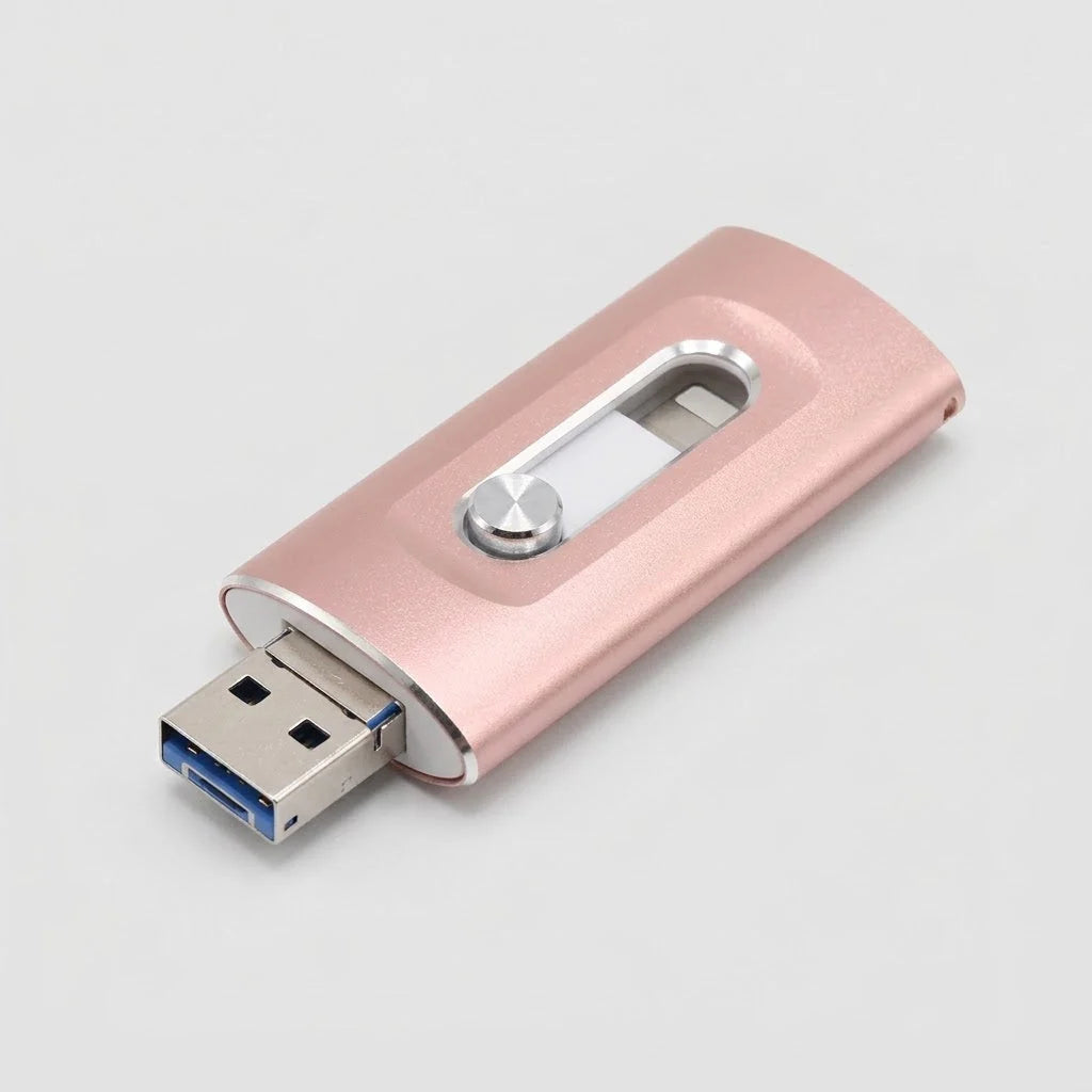 USB Flash Drive 3-in-1 Lightning USB-C & USB-A Connectors