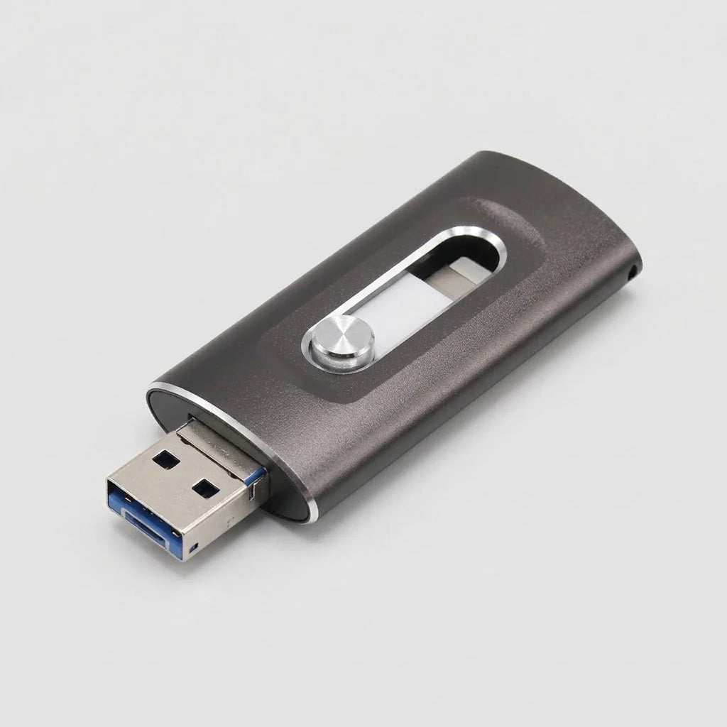 USB Flash Drive 3-in-1 Lightning USB-C & USB-A Connectors
