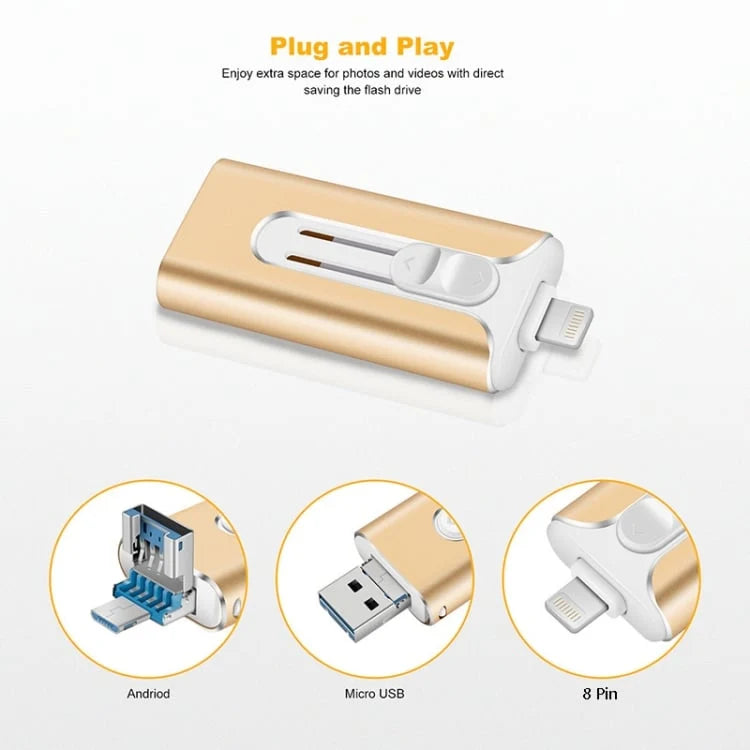 USB Flash Drive 4-in-1 Connector USB 3.0 Cross-Device Storage