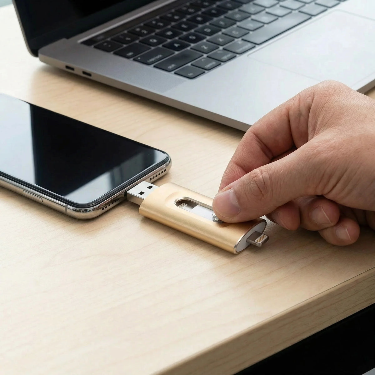 USB Flash Drive USB 3.0 & Type-C Foldable Metal with OTG Adapter