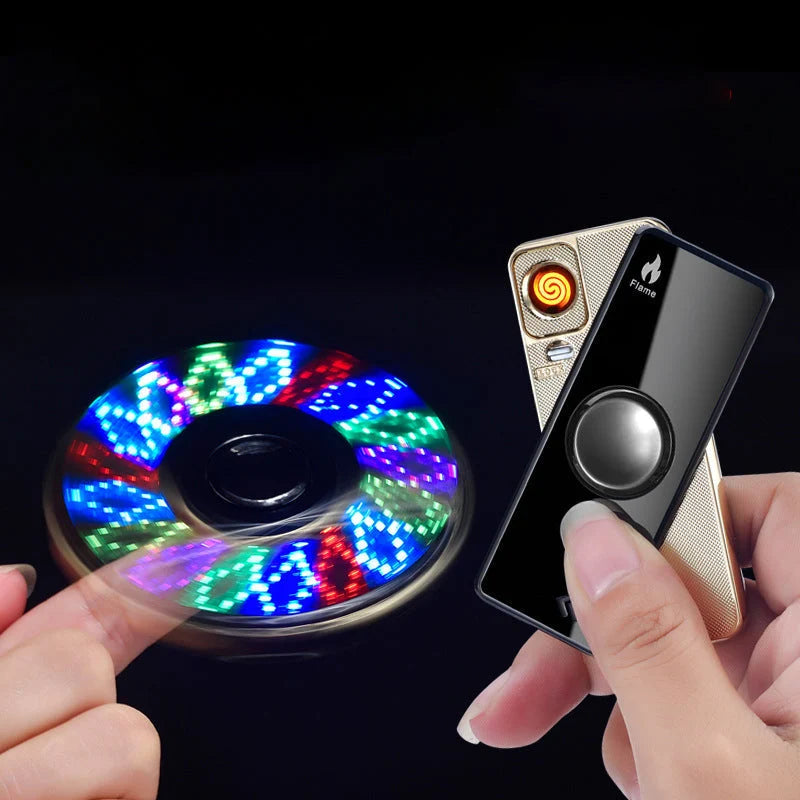 USB Lighter Fidget Spinner Windproof Metal Rechargeable