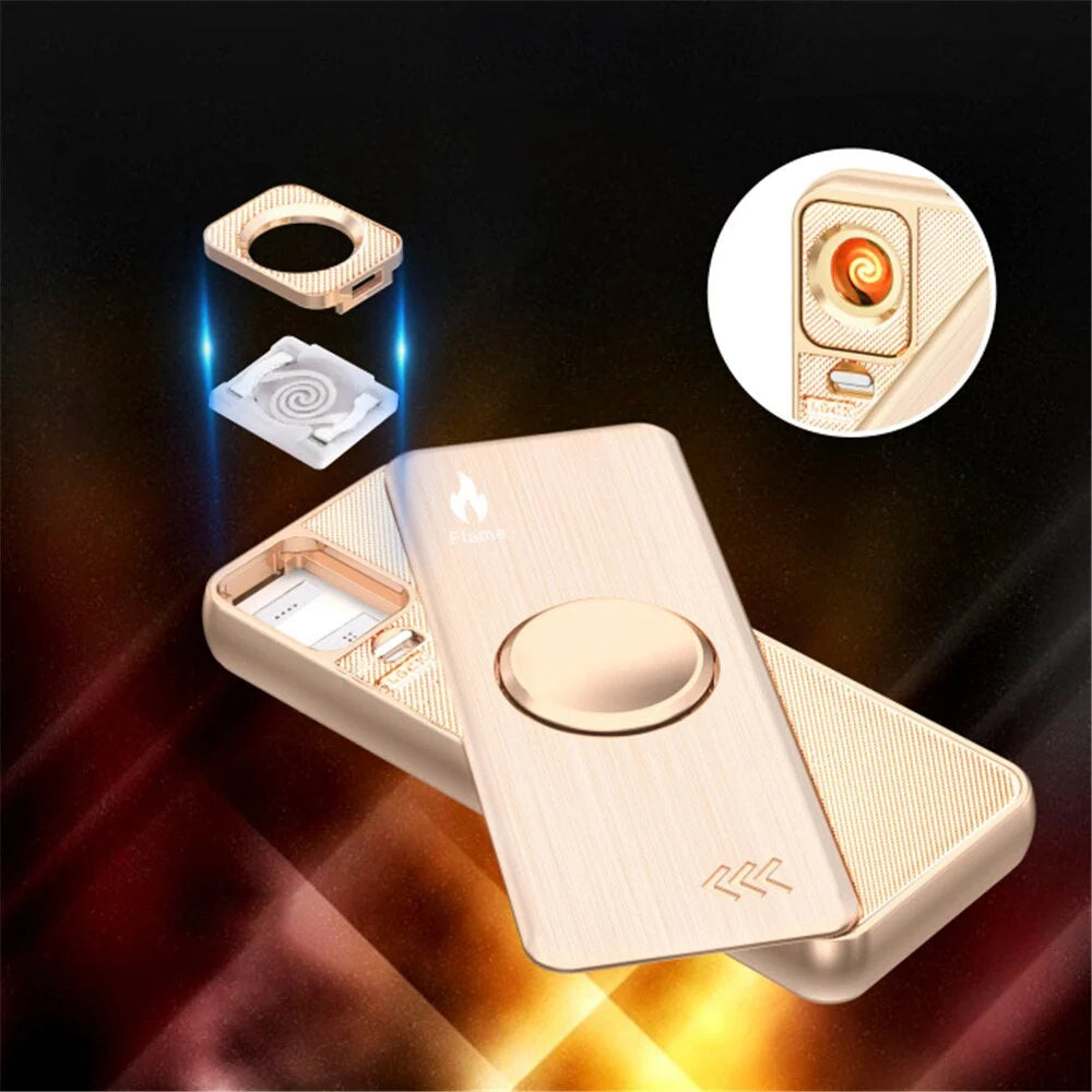USB Lighter Fidget Spinner Windproof Metal Rechargeable